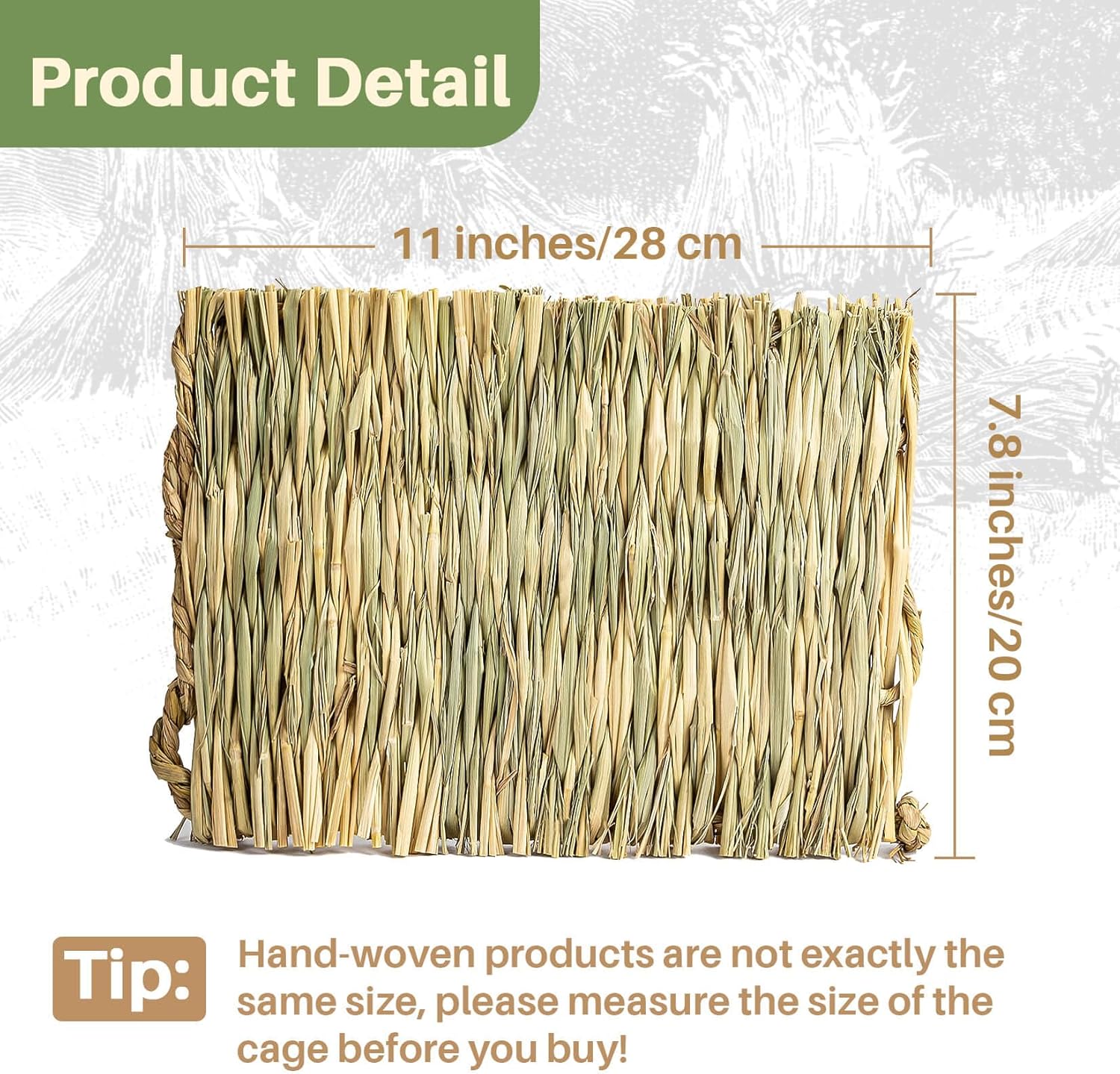 Pet Bedding Grass Mat Natural Woven 2PCS - Image 6